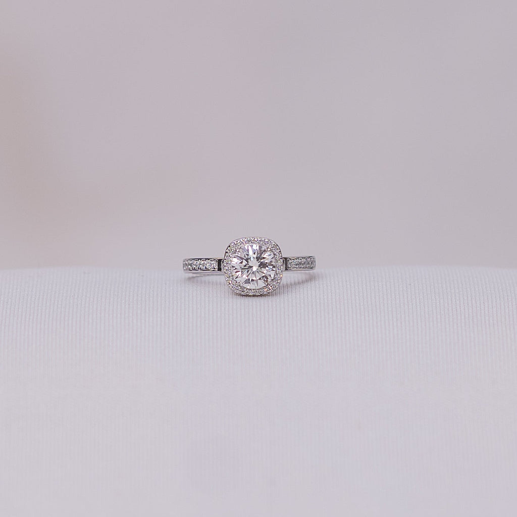 Cushion Halo Solitaire Ring