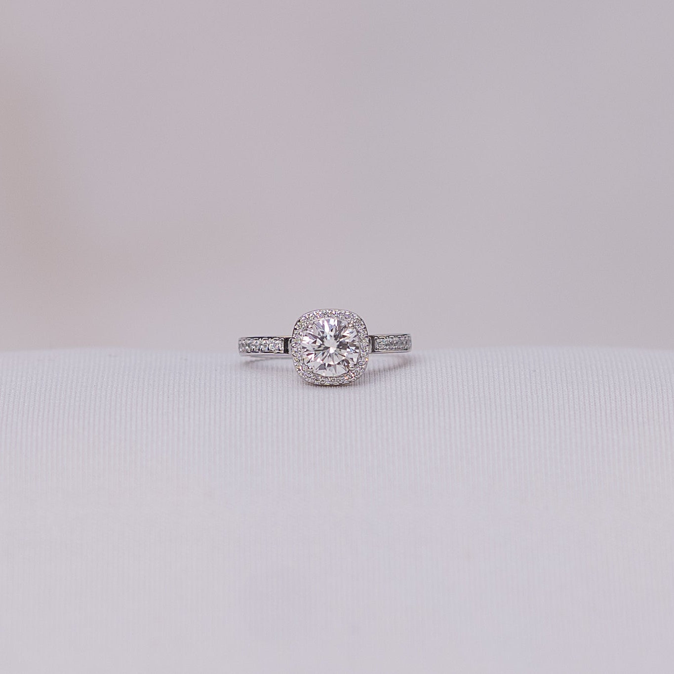 Cushion Halo Solitaire Ring