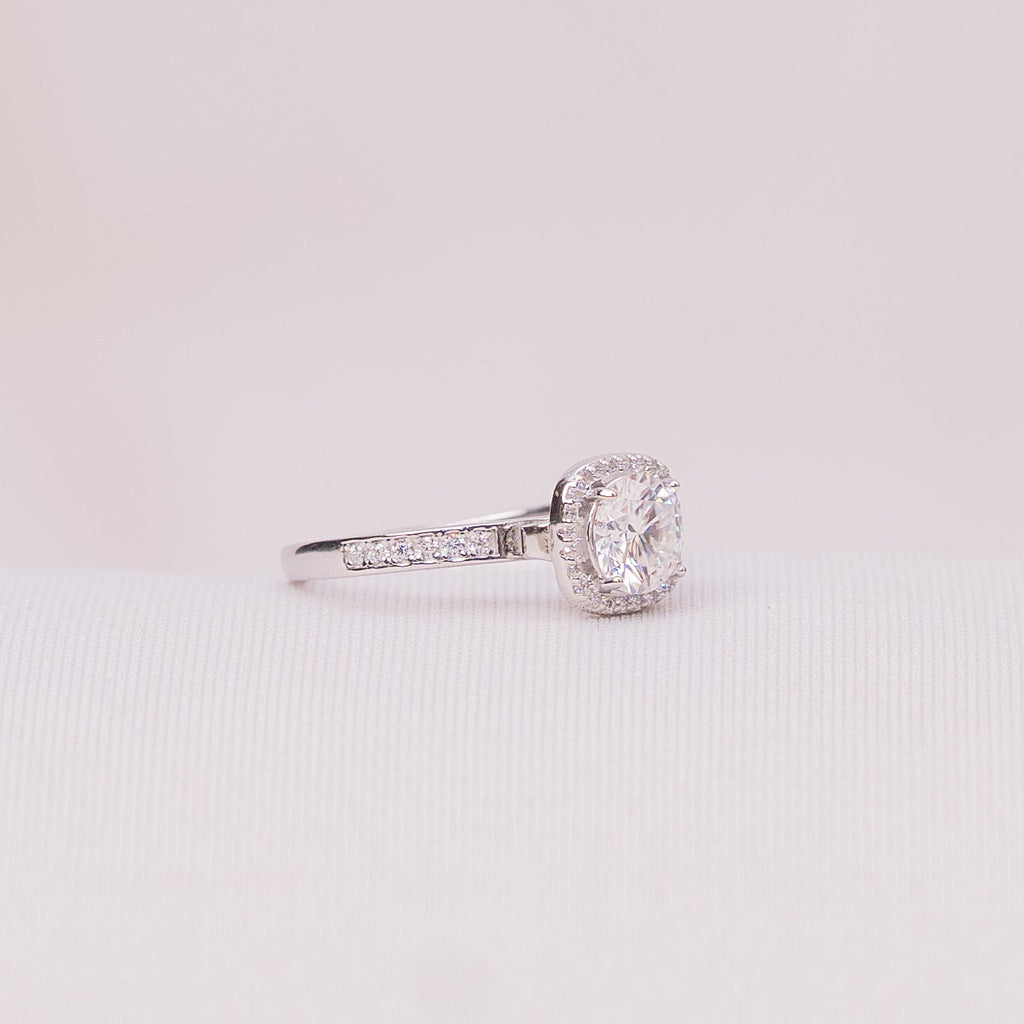 Cushion Halo Solitaire Ring