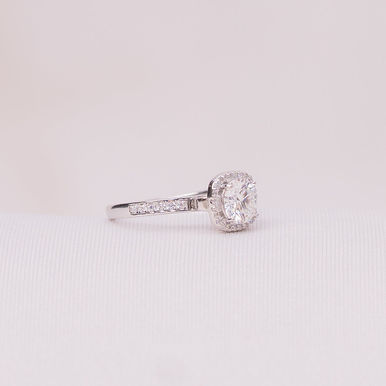 Cushion Halo Solitaire Ring