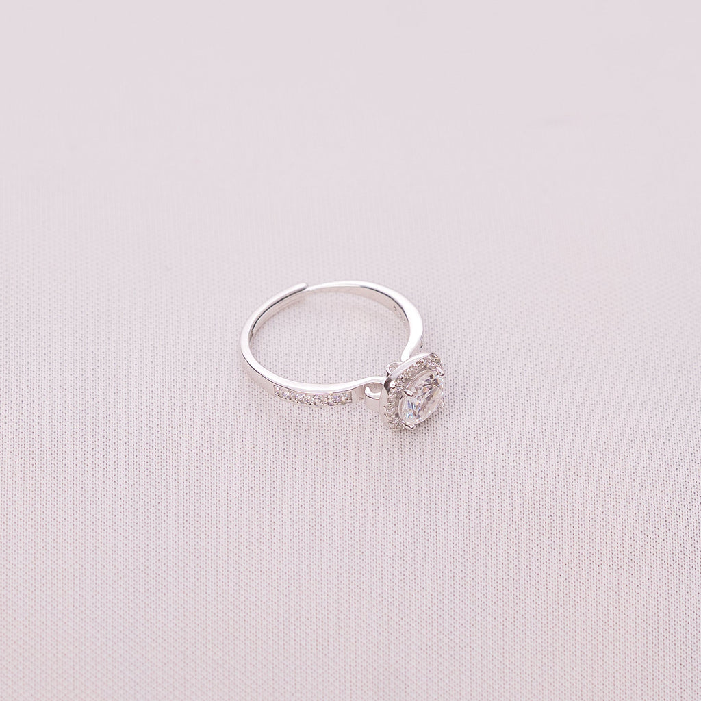Cushion Halo Solitaire Ring