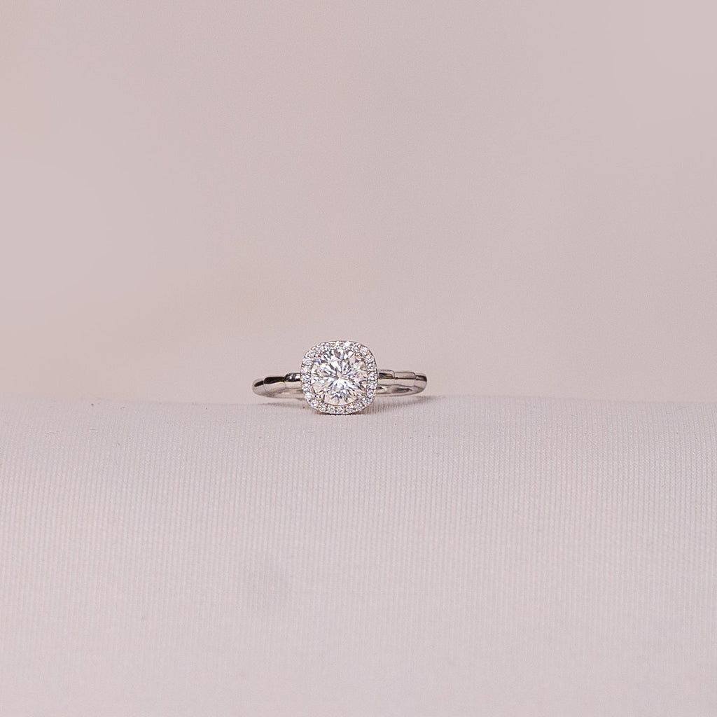 Cushion Halo Solitaire Ring