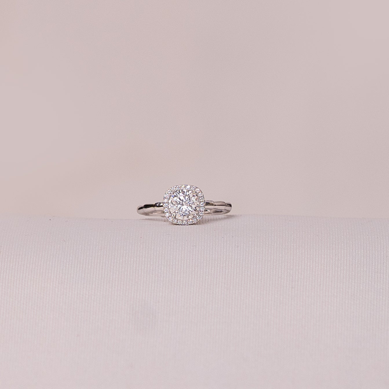 Cushion Halo Solitaire Ring
