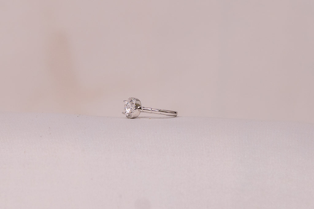 Cushion Halo Solitaire Ring