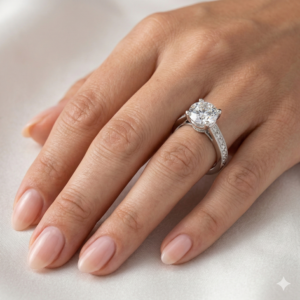 Milgrain Cathedral Solitaire Ring