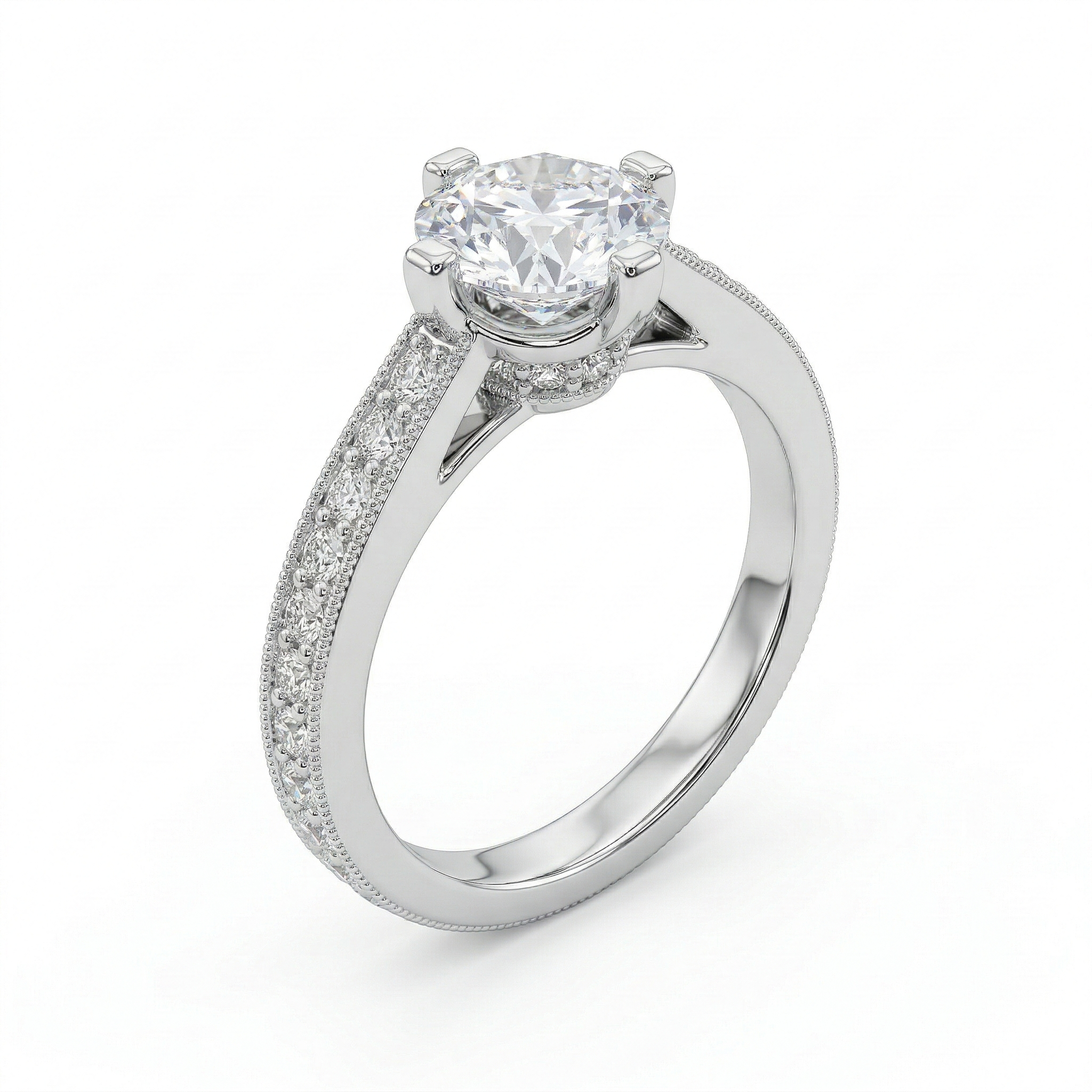 Milgrain Cathedral Solitaire Ring