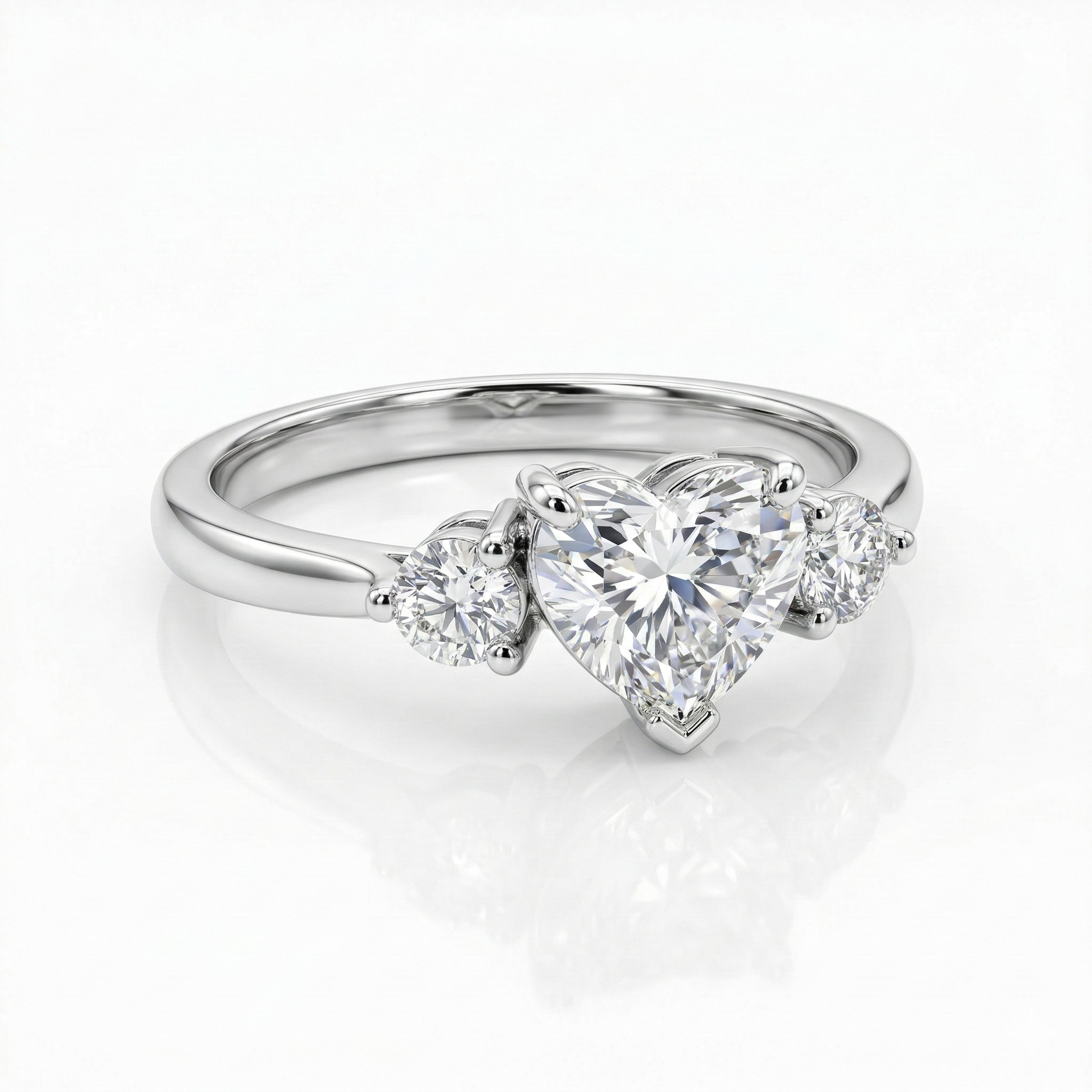 Heart Trilogy Solitaire Ring