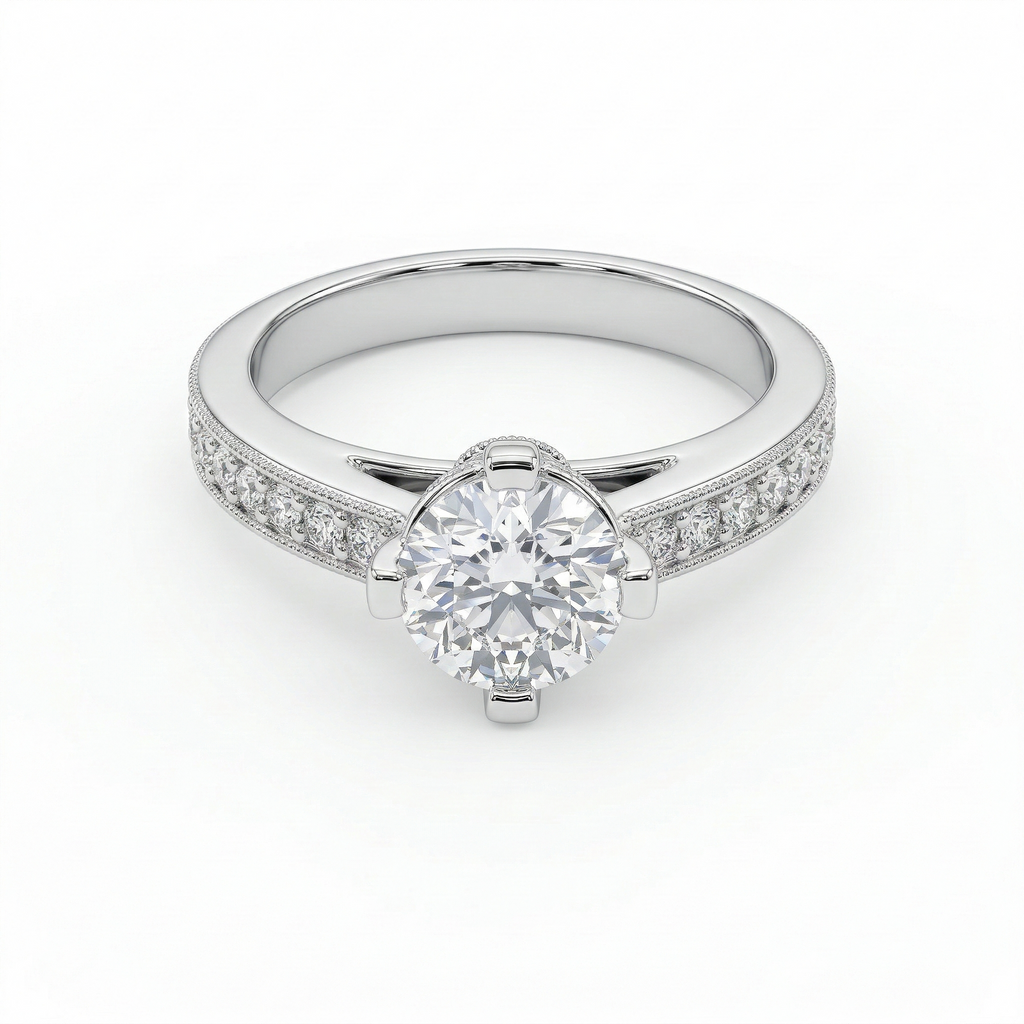 Milgrain Cathedral Solitaire Ring