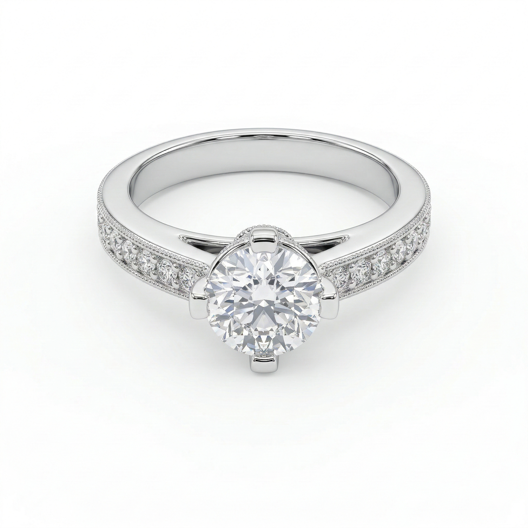 Milgrain Cathedral Solitaire Ring
