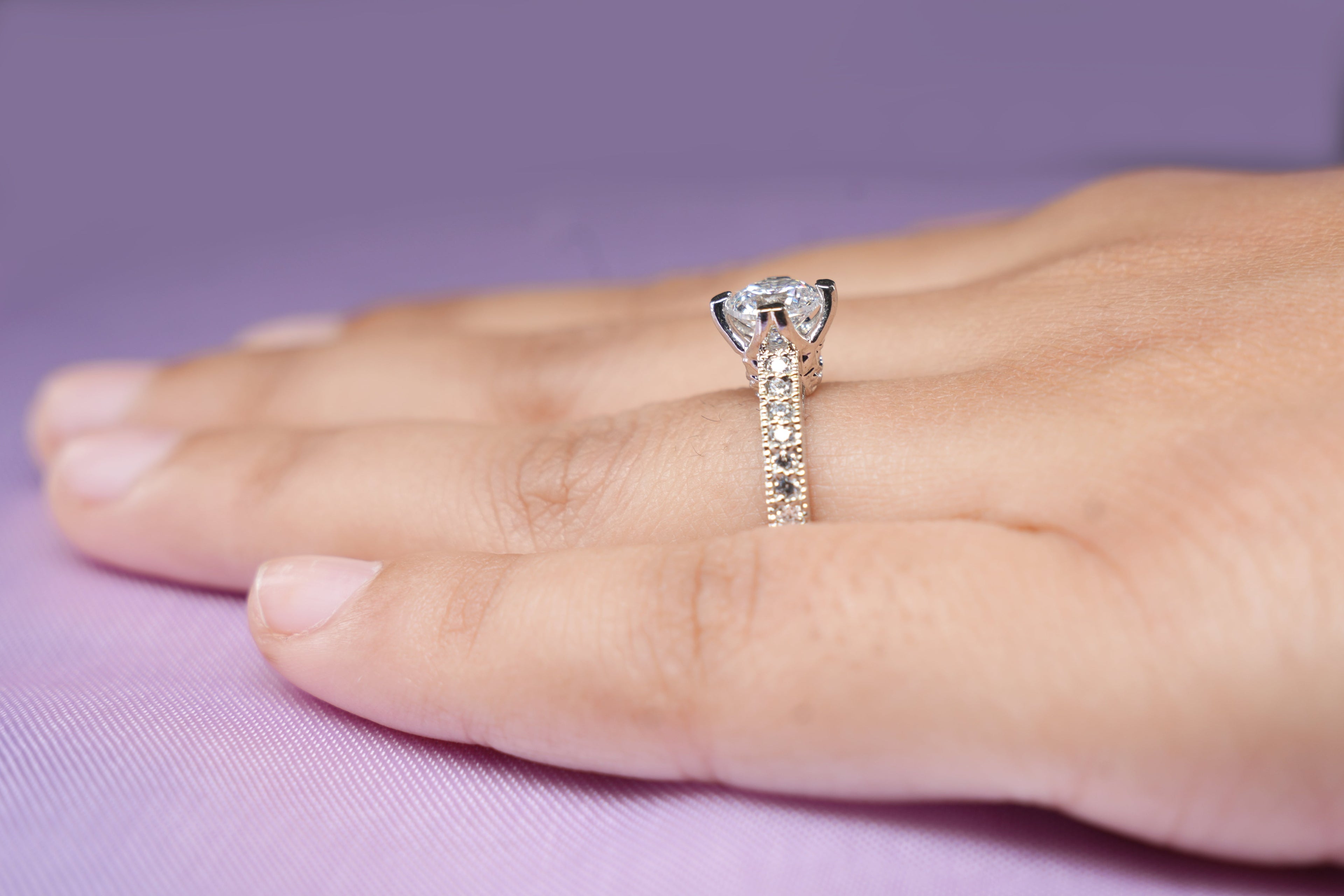Milgrain Cathedral Solitaire Ring
