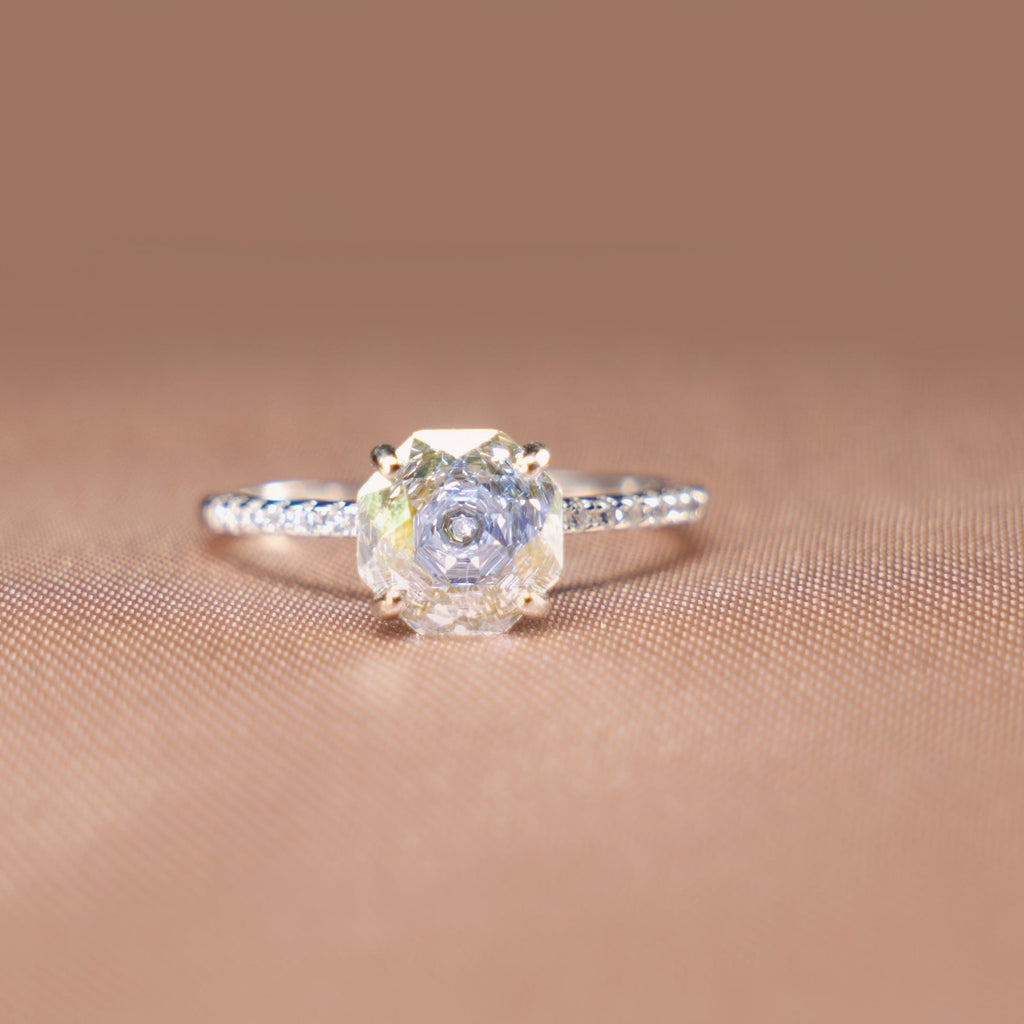 Asscher Solitaire Pavé Ring
