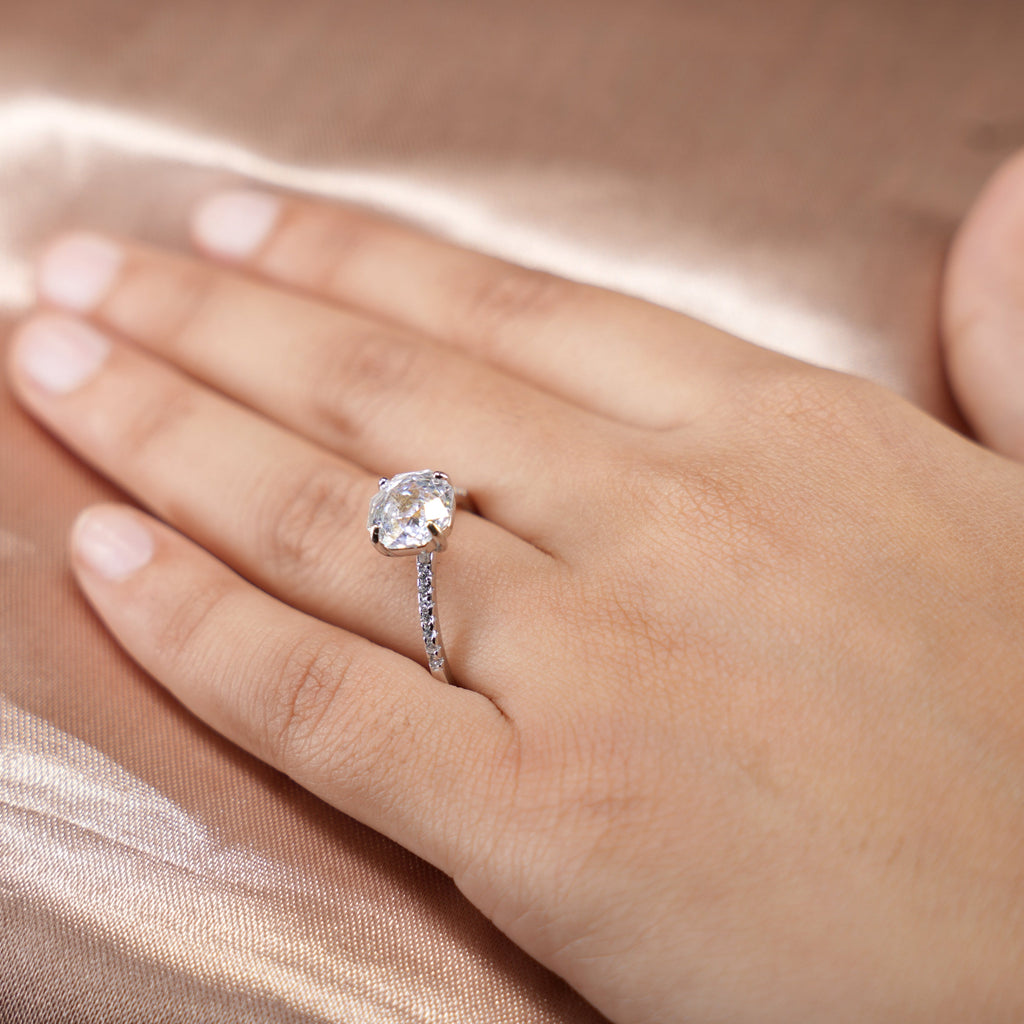 Asscher Solitaire Pavé Ring