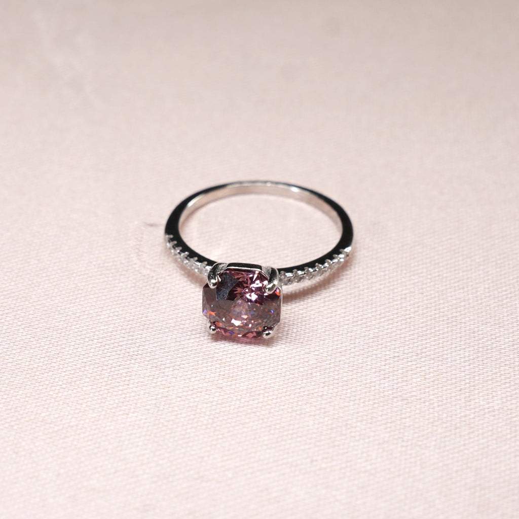 Blush Cushion Solitaire Pavé Ring