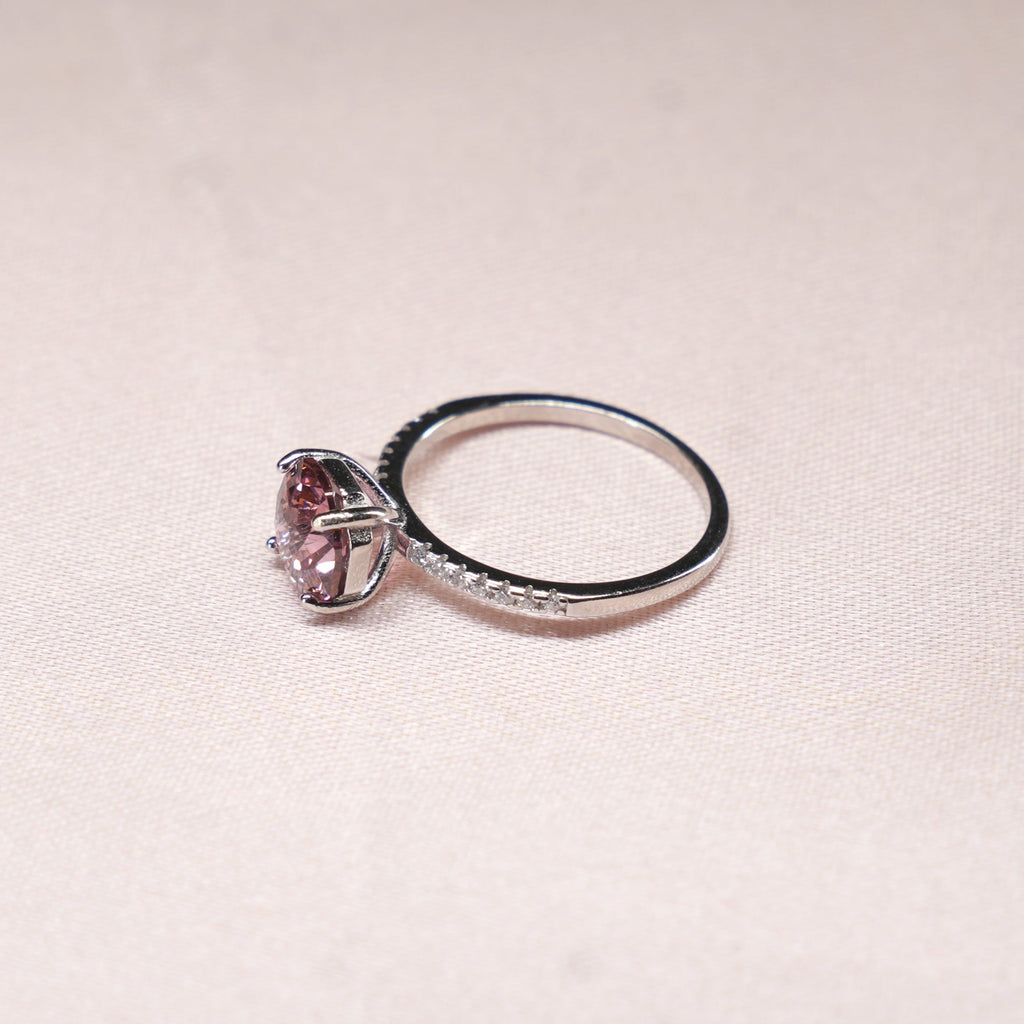 Blush Cushion Solitaire Pavé Ring
