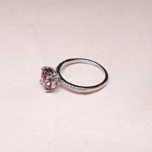 Blush Cushion Solitaire Pavé Ring