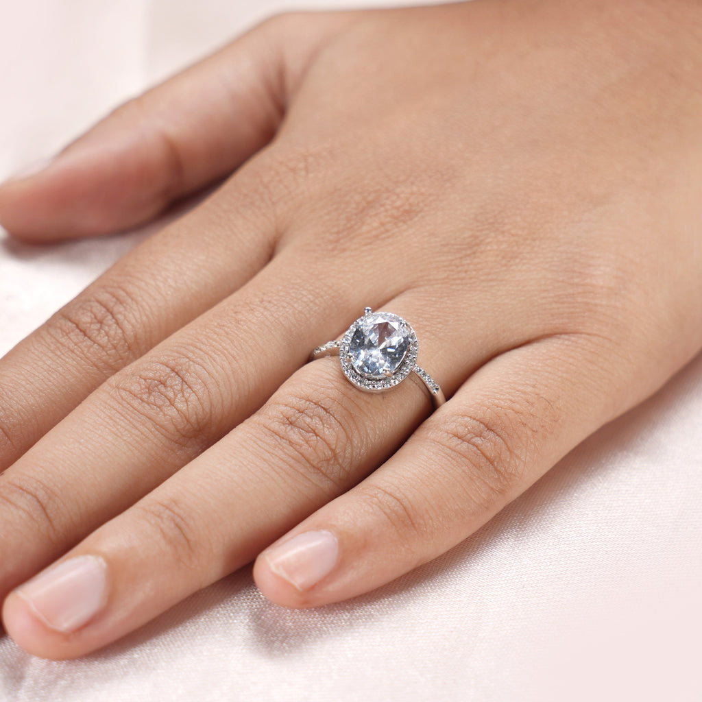 Opale Oval Halo Ring