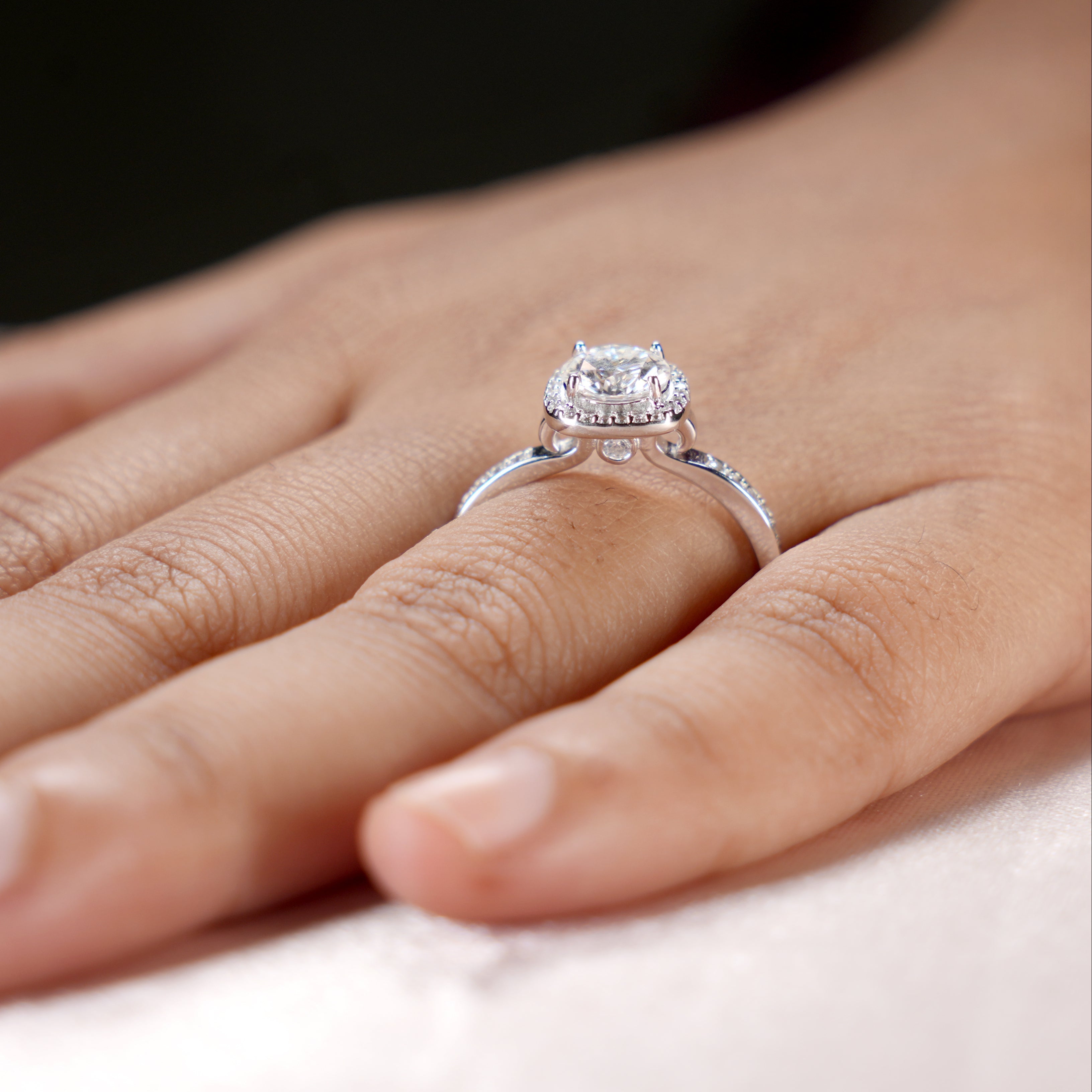 Cushion Halo Solitaire Ring