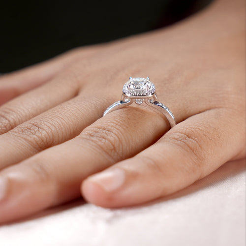 Cushion Halo Solitaire Ring