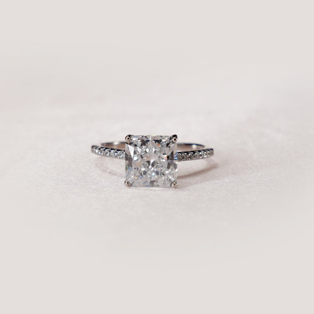 Grand Radiant Solitaire Pavé Ring