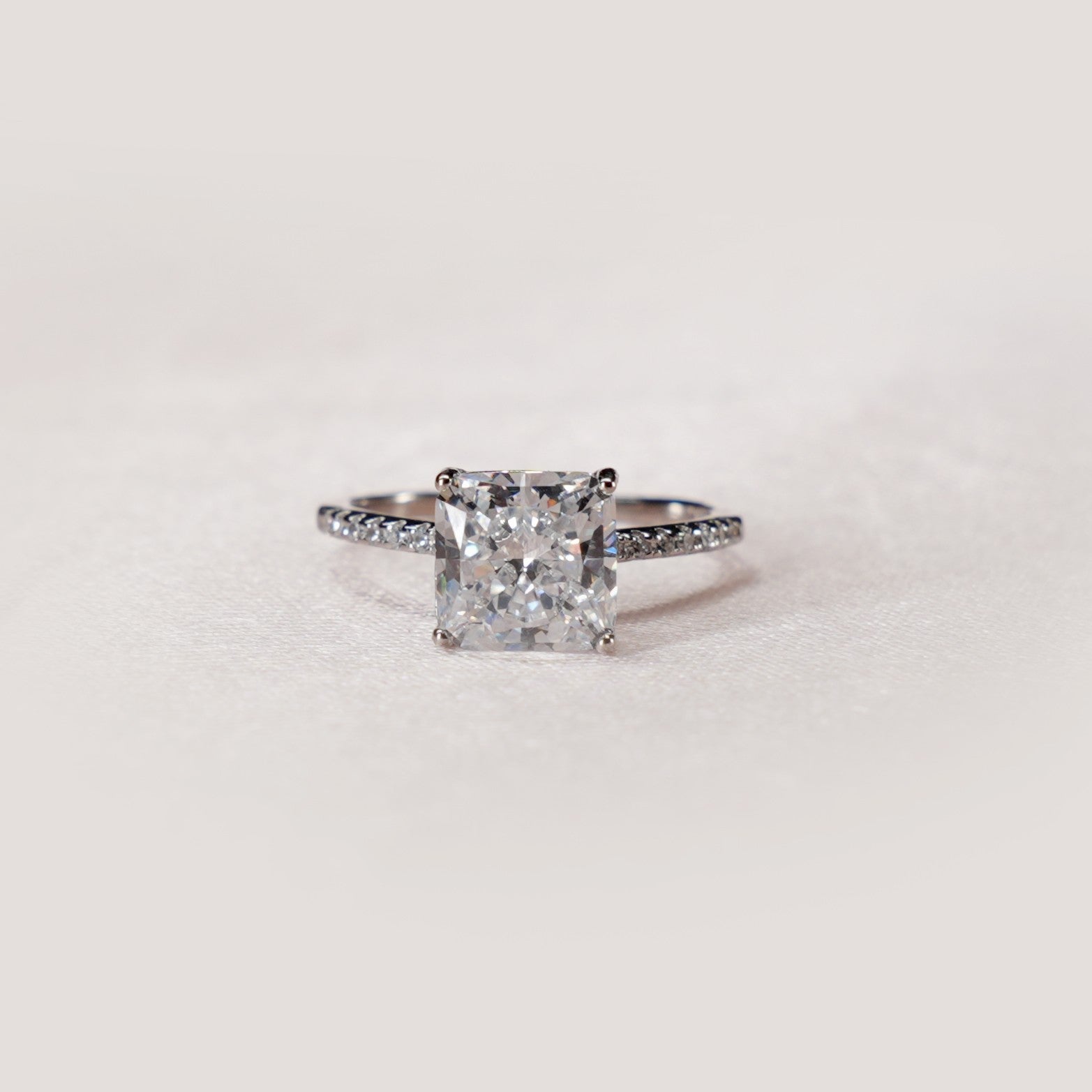 Grand Radiant Solitaire Pavé Ring