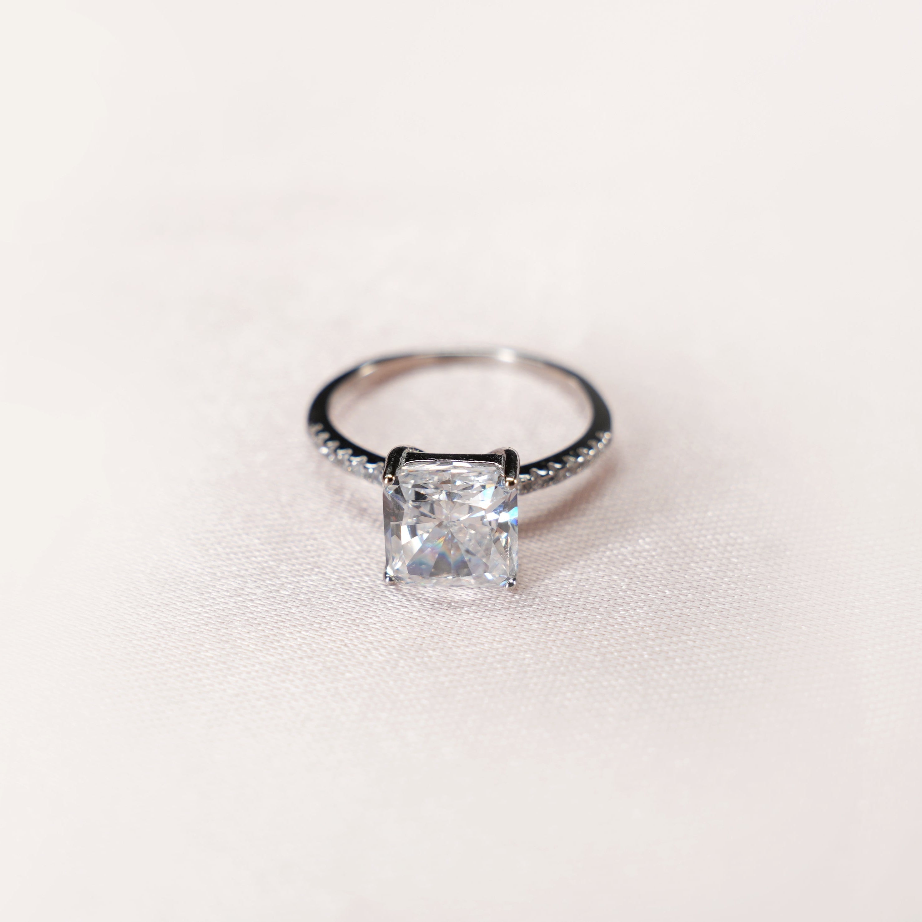 Grand Radiant Solitaire Pavé Ring