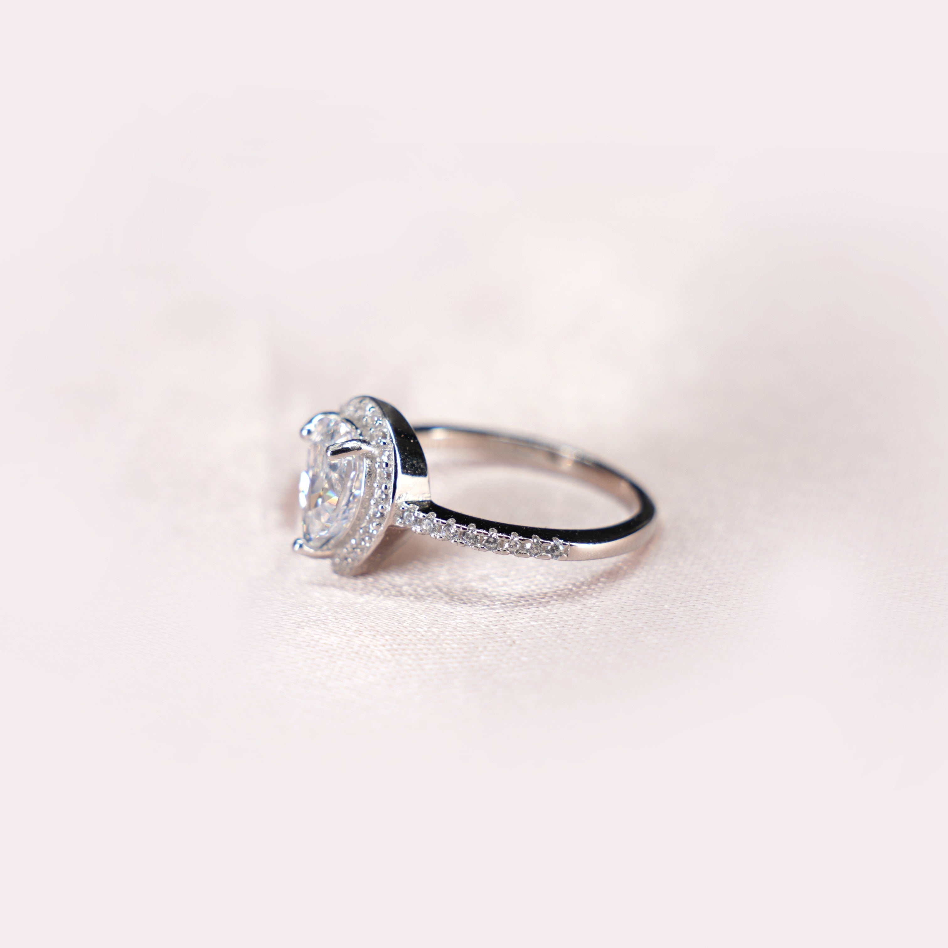 Pear Halo Pavé Solitaire Ring