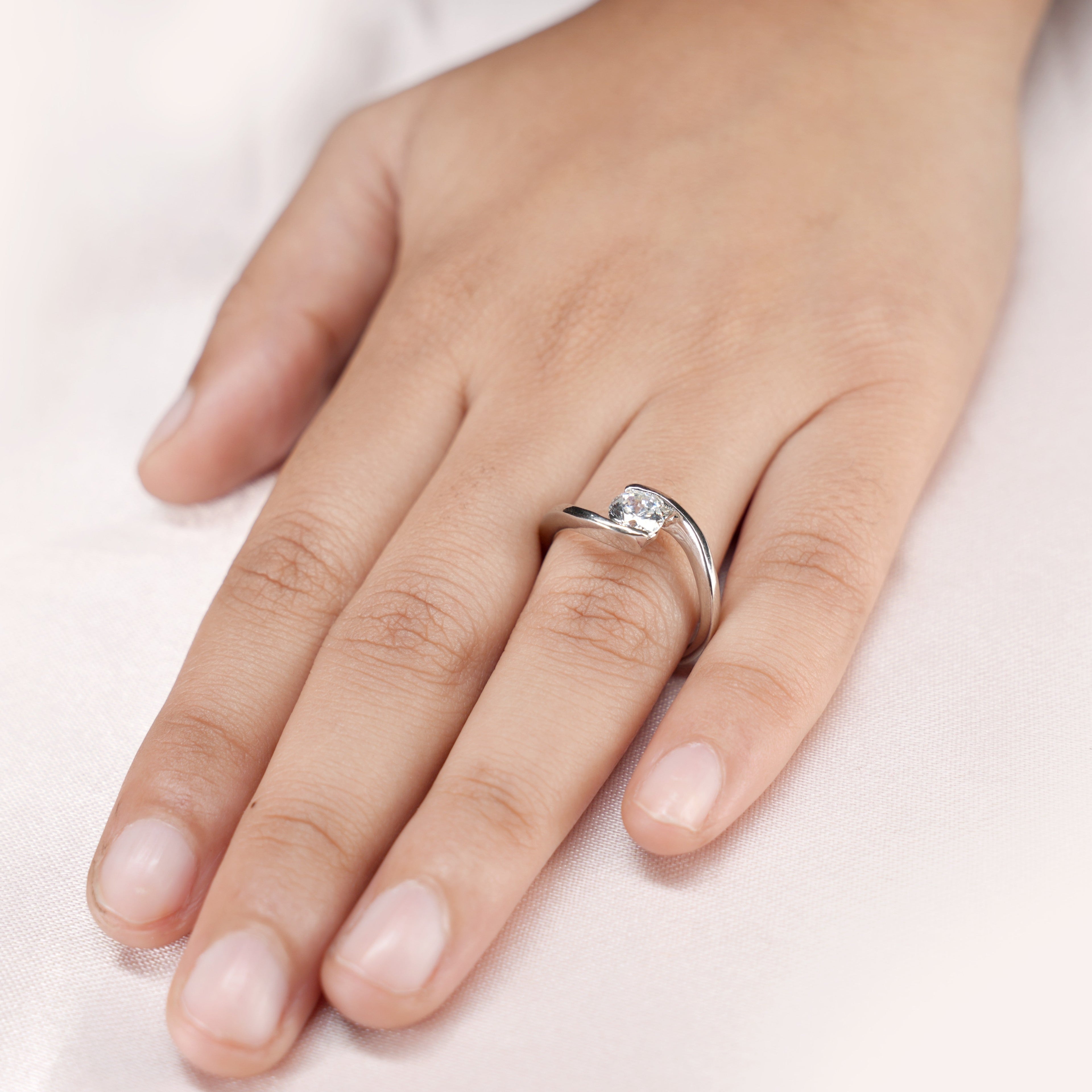 Bypass Tension Solitaire Ring