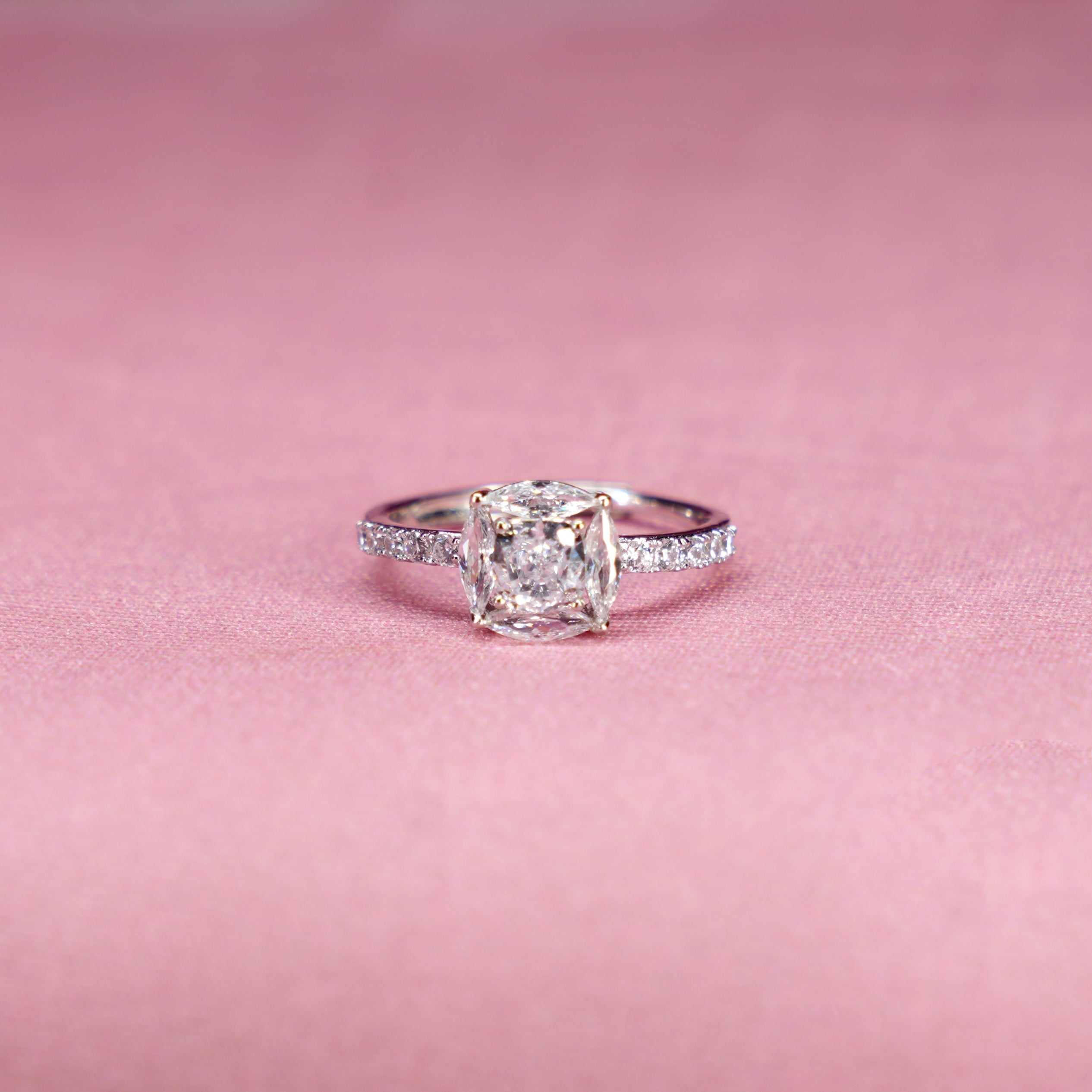 Cushion Cut Solitaire Pavé Ring