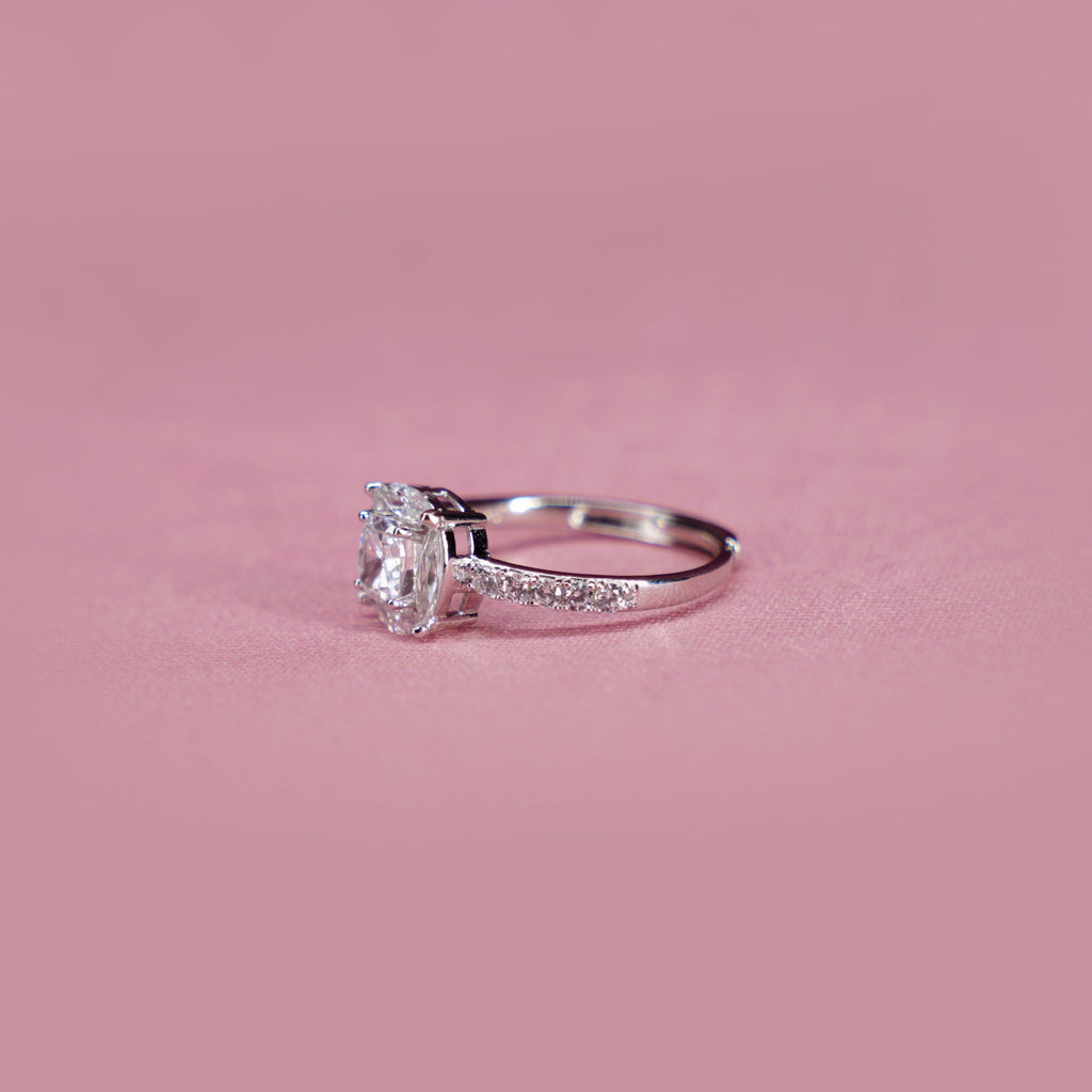 Cushion Cut Solitaire Pavé Ring