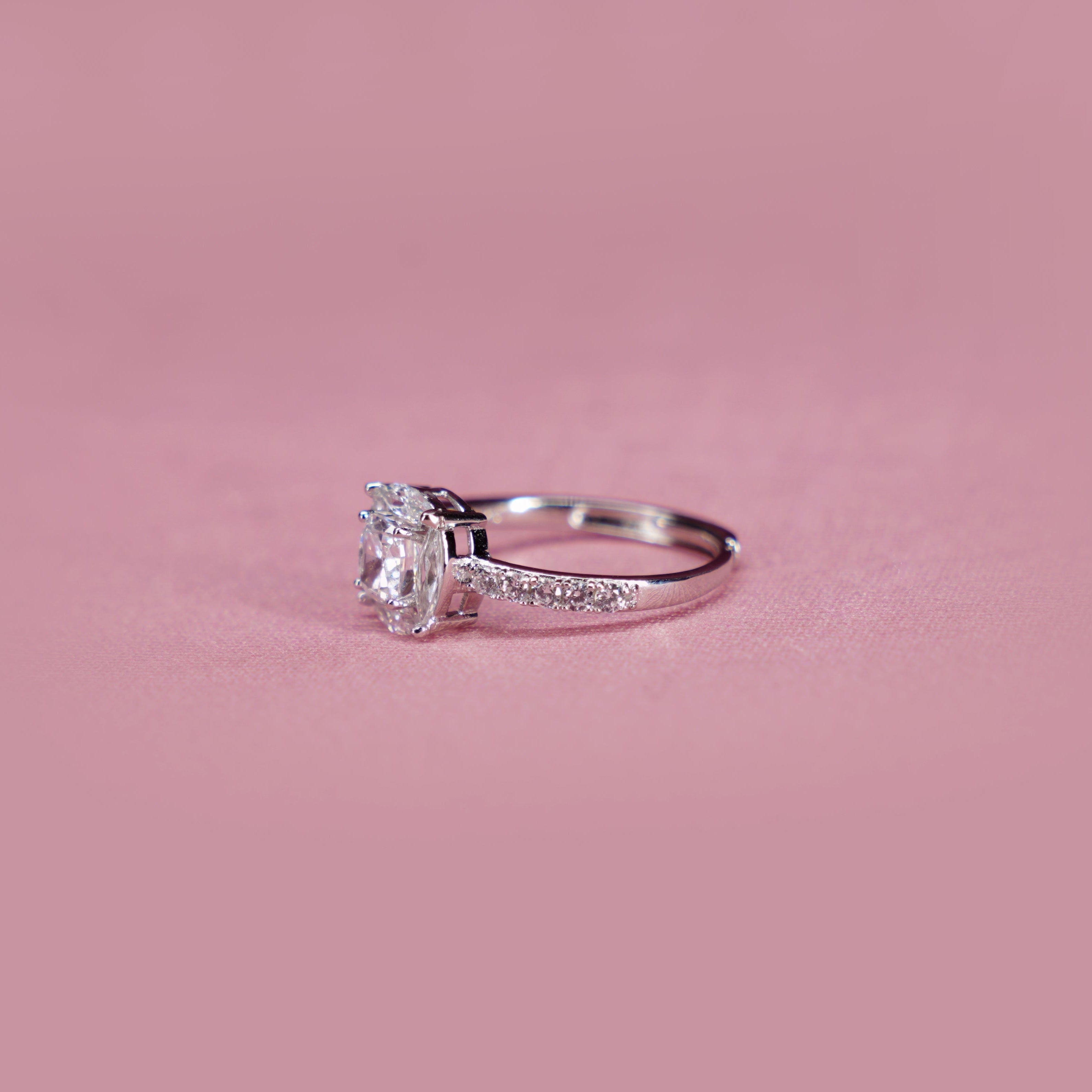 Cushion Cut Solitaire Pavé Ring