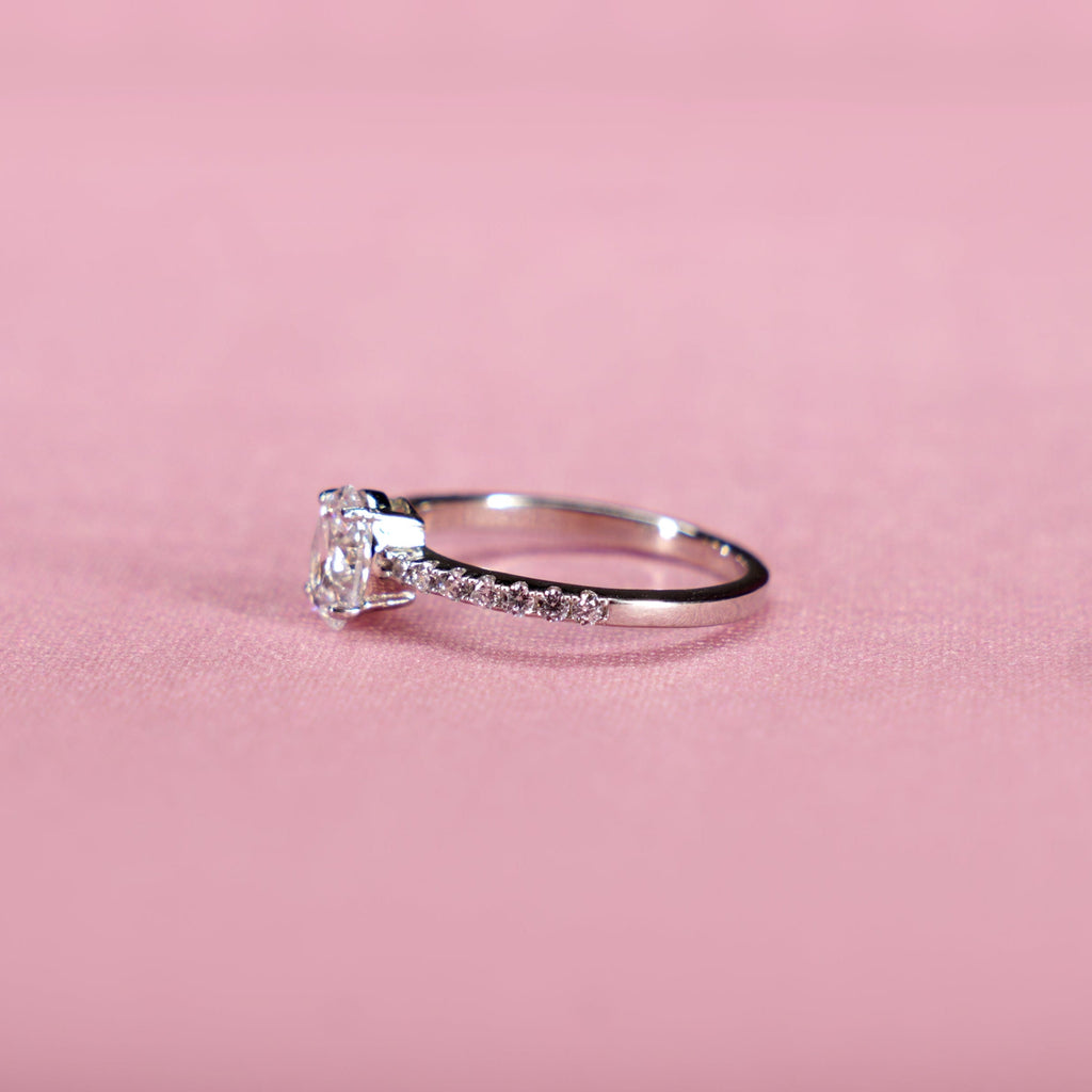 Oval Solitaire Pavé Ring