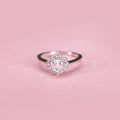 Title: Pink Heart Halo Solitaire Ring