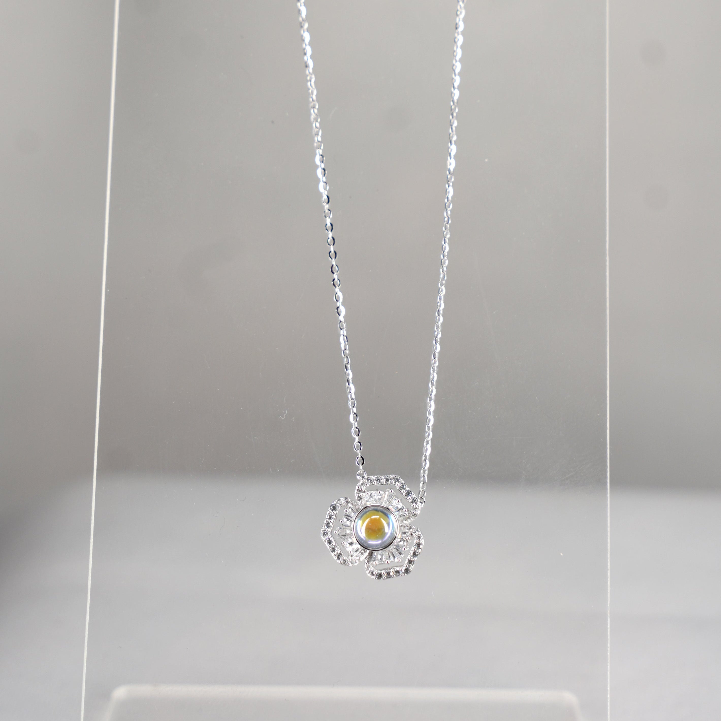 Luna Moonstone Flower Pendant Necklace