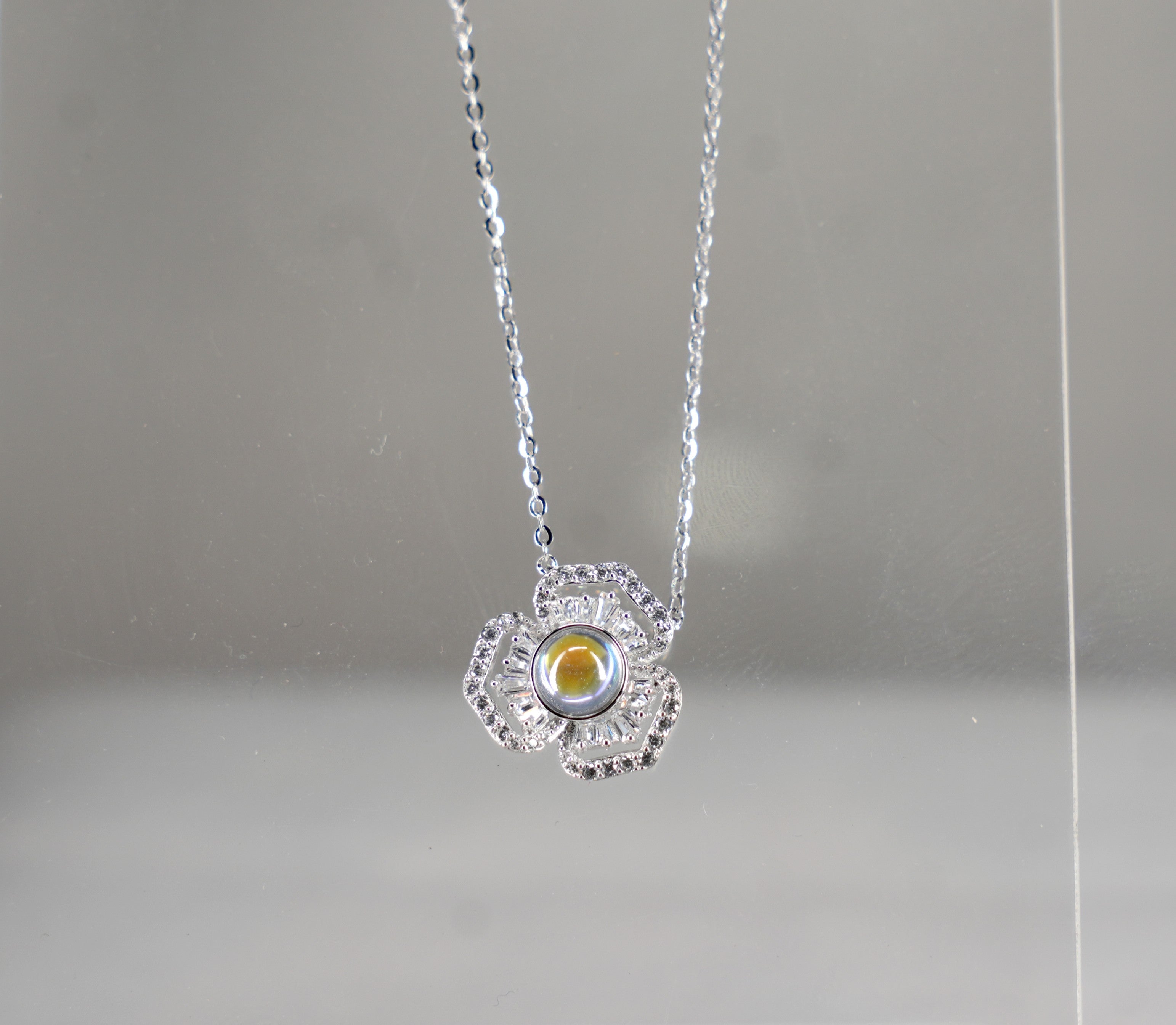 Luna Moonstone Flower Pendant Necklace