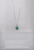 Emerald Halo Pendant Necklace