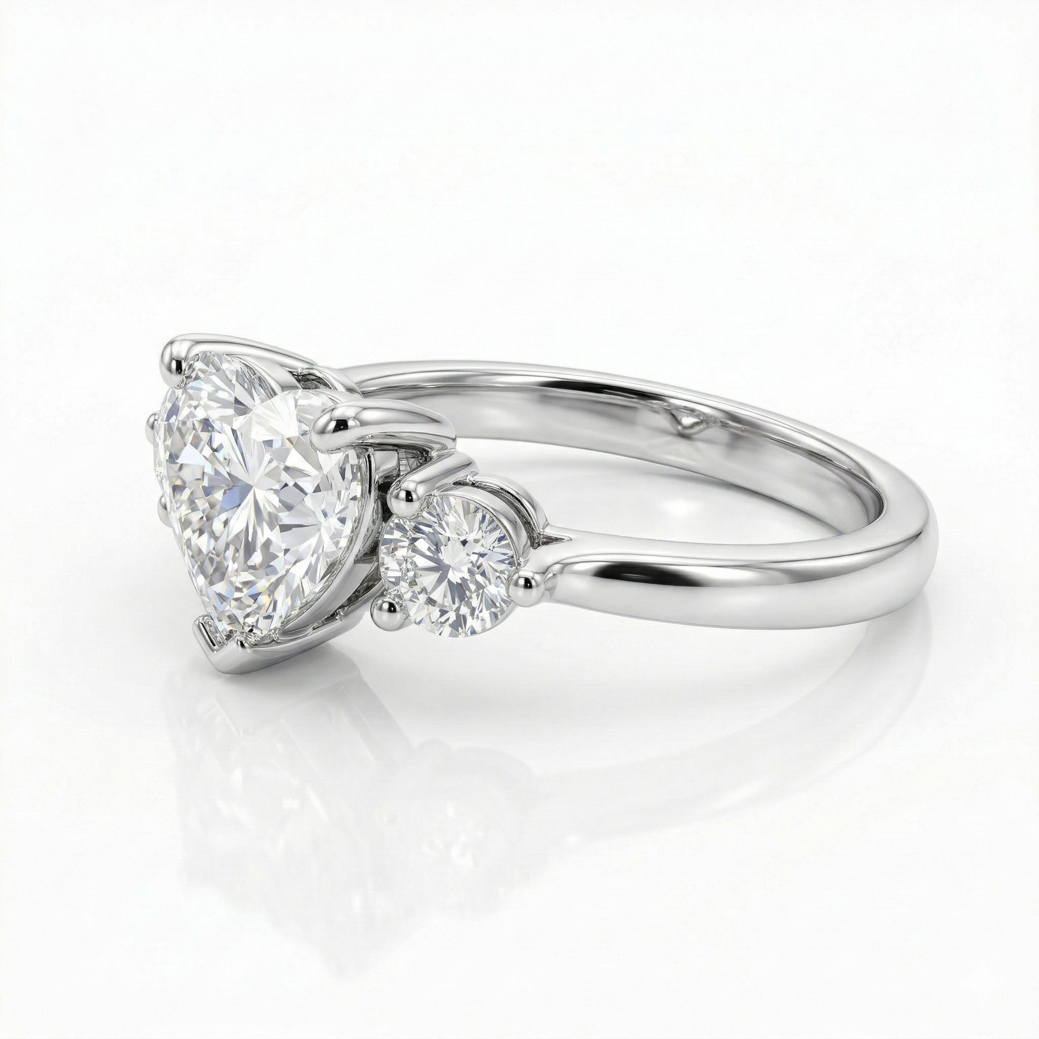 Heart Trilogy Solitaire Ring